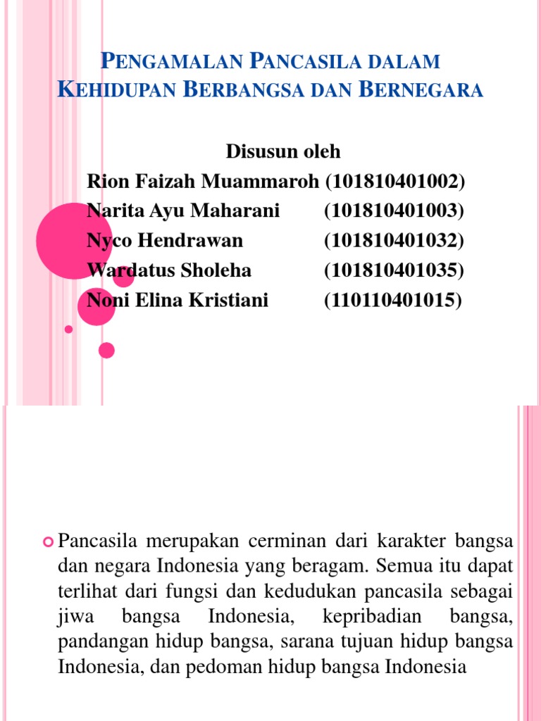 Pengamalan Pancasila Dalam Kehidupan Berbangsa Dan Bernegara