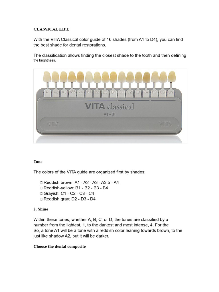 VITA Color Guide for Dental Shades | PDF | Human Tooth | Color