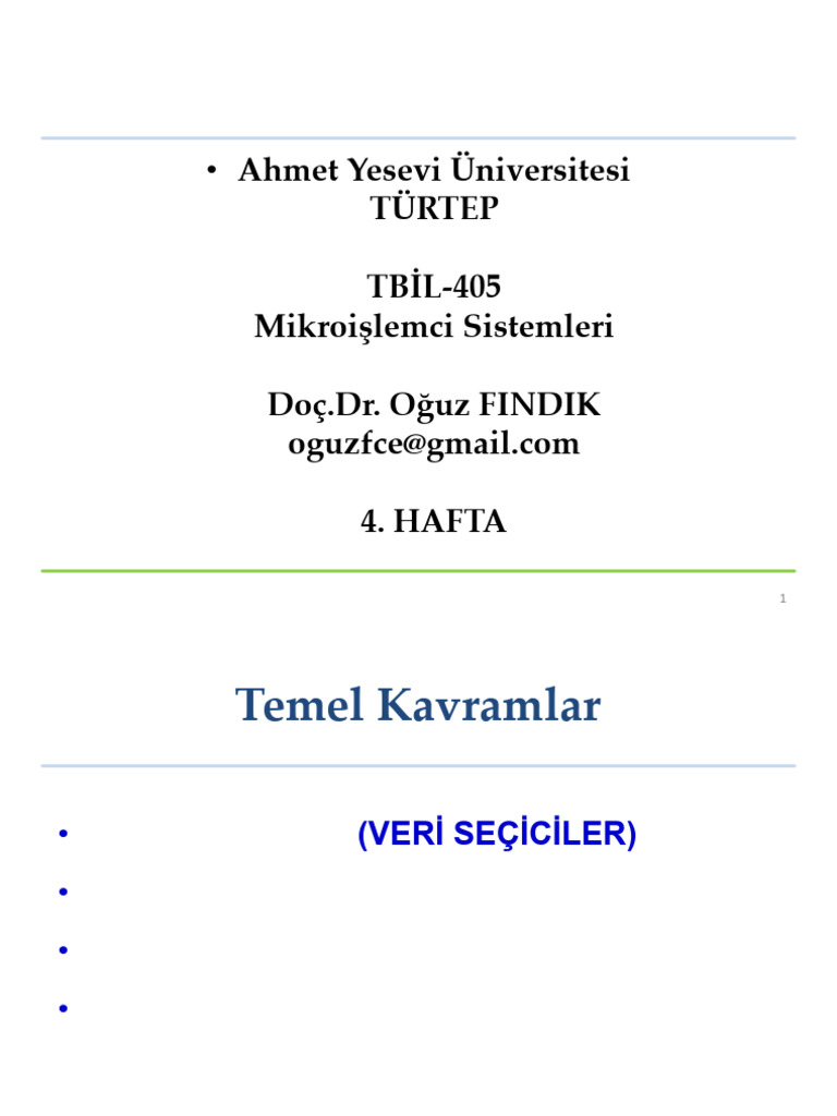Mikroişlemciler Ders 4 | PDF