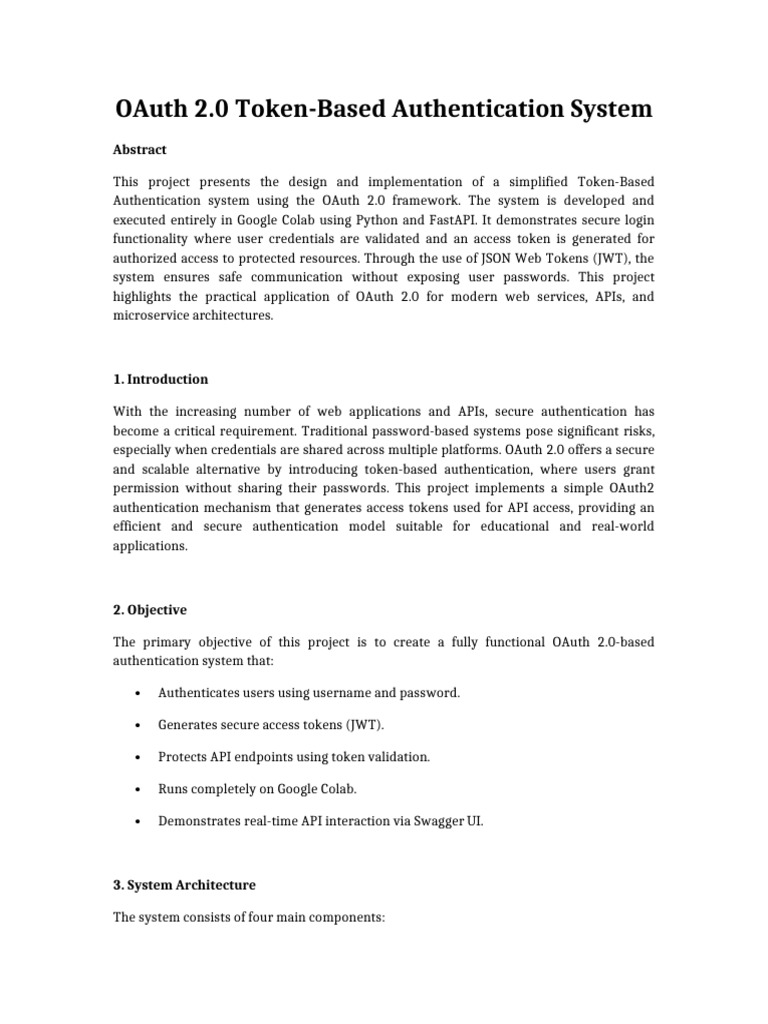 OAuth 2.0 Token Authentication System | PDF | Password | Cyberwarfare