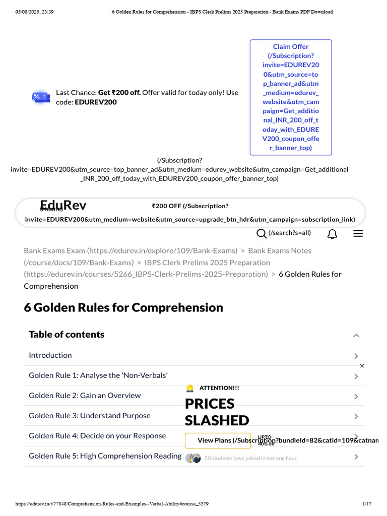 6 Golden Rules for Comprehension Tips | PDF | Reading Comprehension | Space