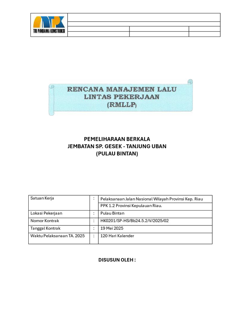 Rencana Manajemen Lalu Lintas Jembatan Bintan | PDF