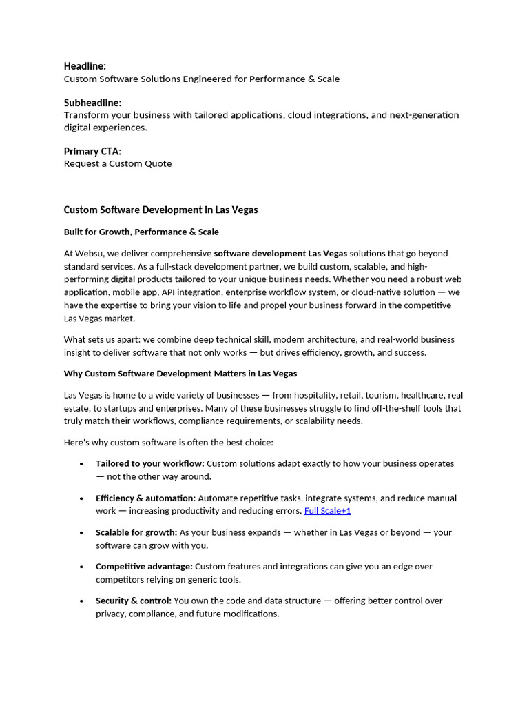 Custom Software Development in Las Vegas | PDF | Software Development ...