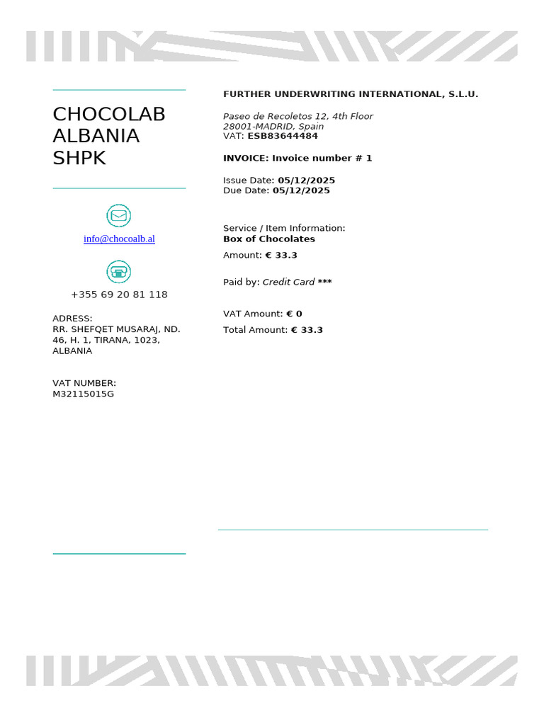 Invoice for Box of Chocolates | PDF