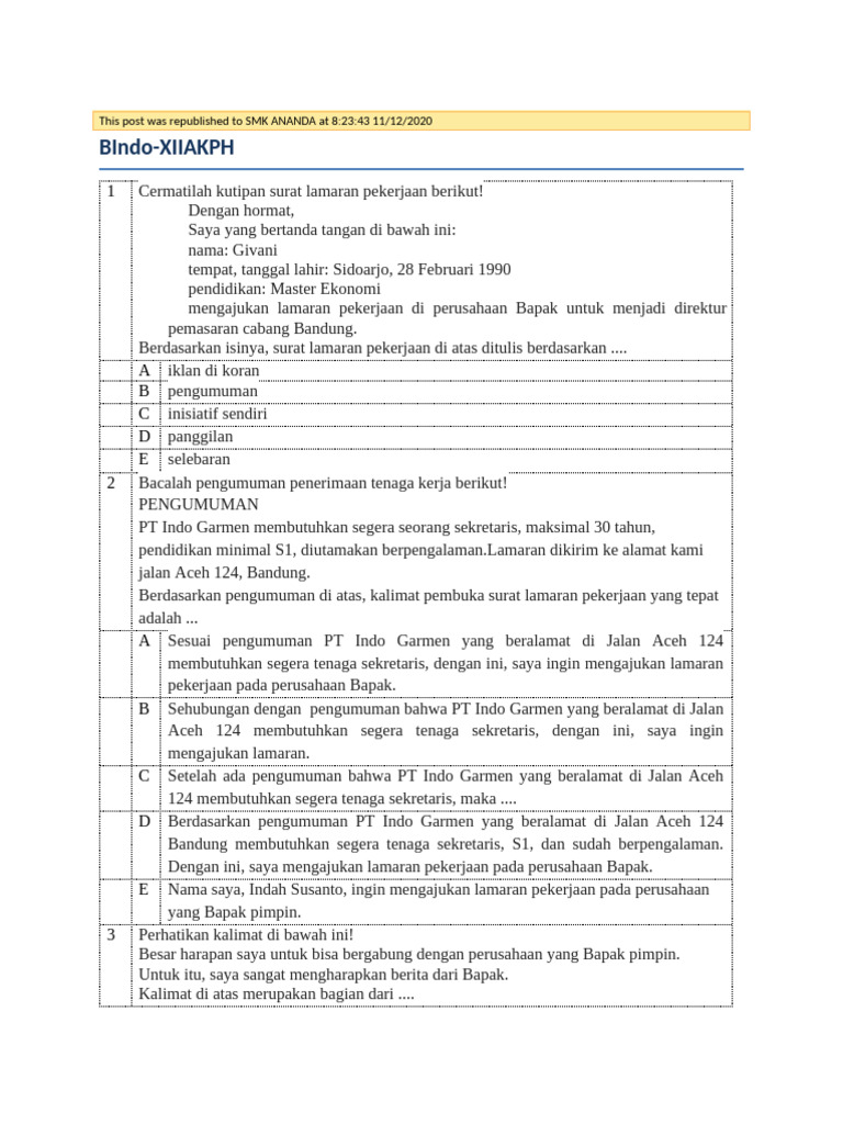 Panduan Menulis Surat Lamaran Kerja | PDF