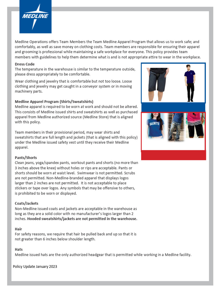 Medline Operations Grooming Guidelines | PDF | Clothing | Shoe