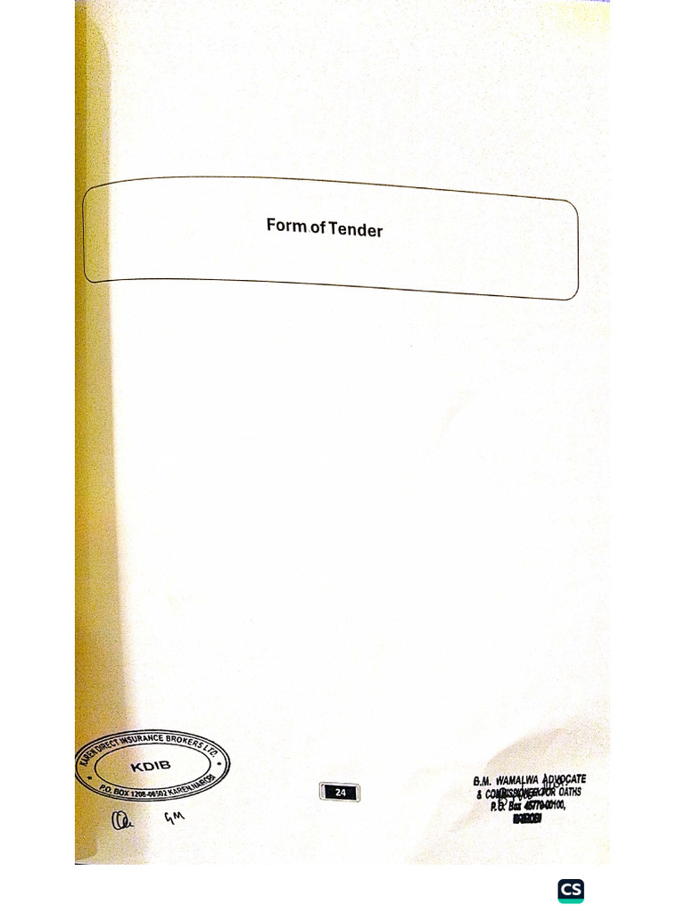 Form of Tender | PDF