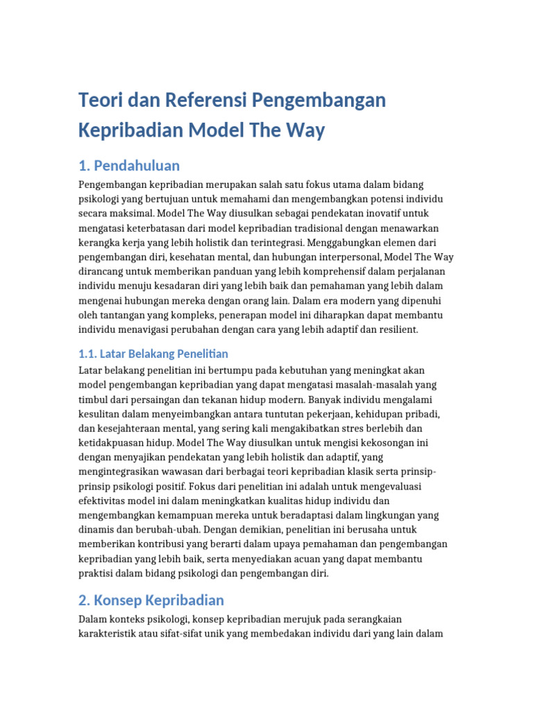 Model The Way: Pengembangan Kepribadian | PDF