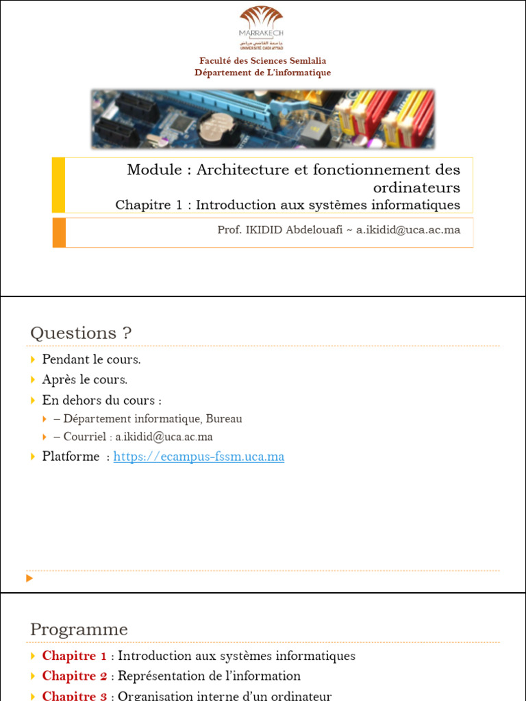 Introduction à l'architecture des ordinateurs | PDF | Informatique ...