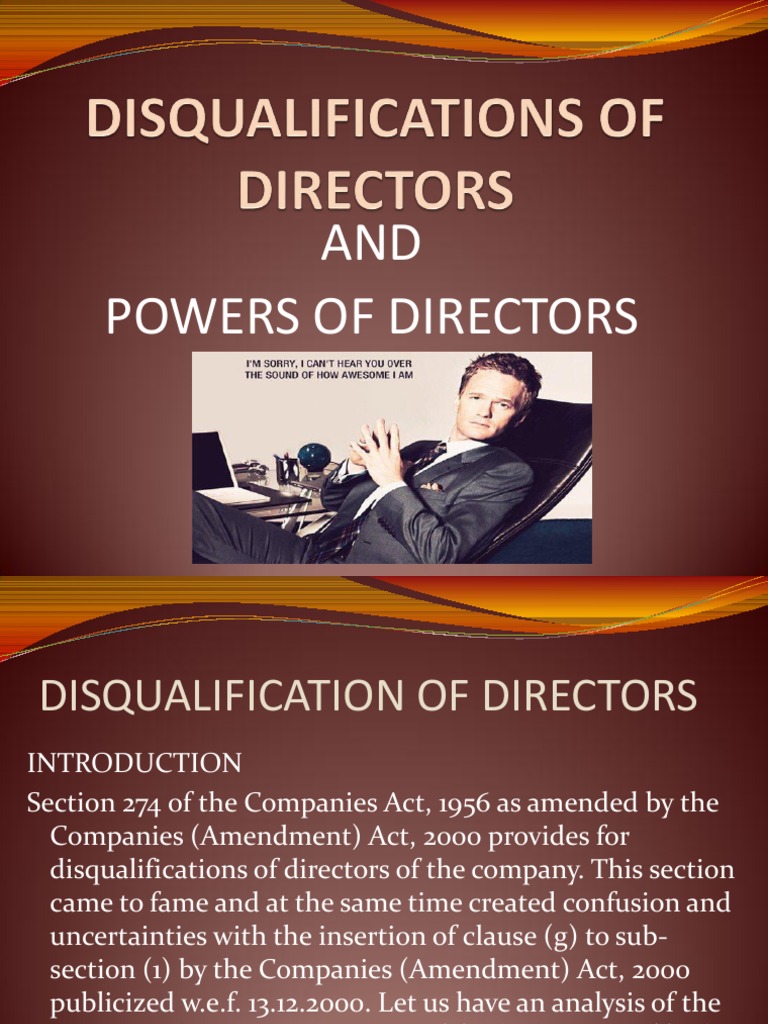 Disqualifications of Directors PDF Board Of Directors Social Institutions