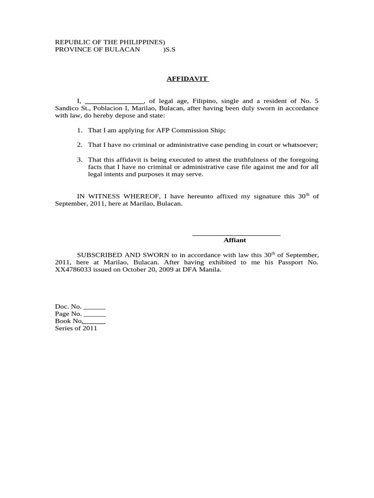 Affidavit for AFP Commission Application | PDF