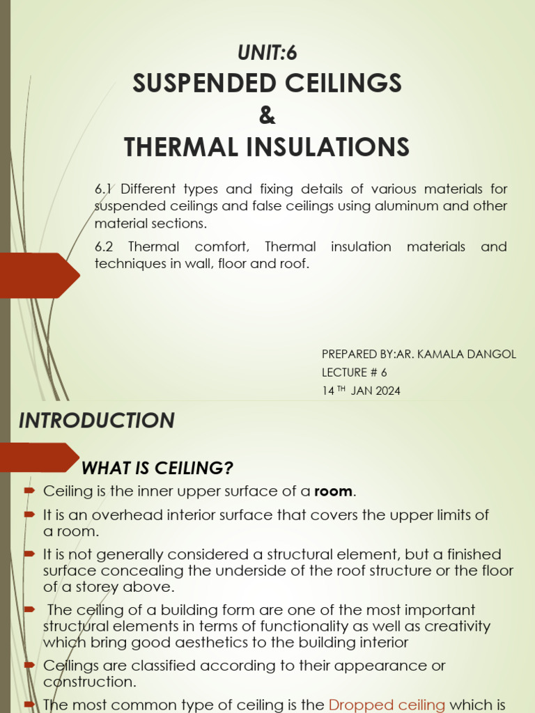 Suspended Ceilings and Thermal Insulation | PDF | Ceiling | Building ...