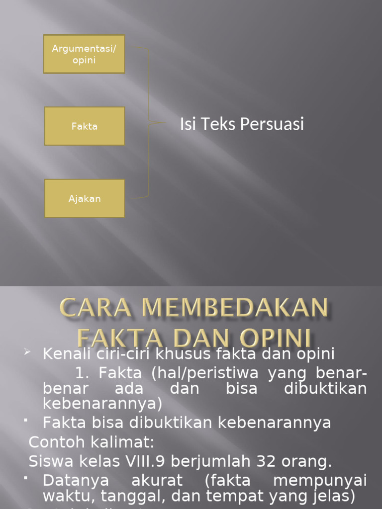 Ciri-Ciri Fakta dan Opini dalam Teks | PDF