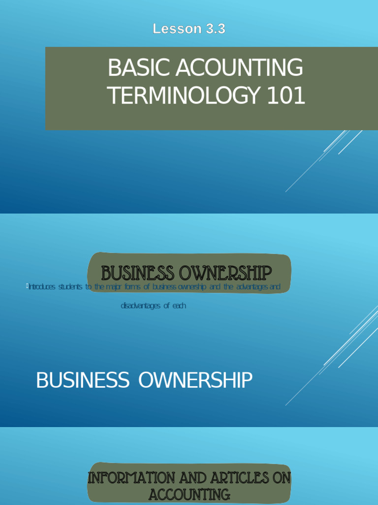 Chapter 3.3 Basic Accounting Terminology 101 | PDF