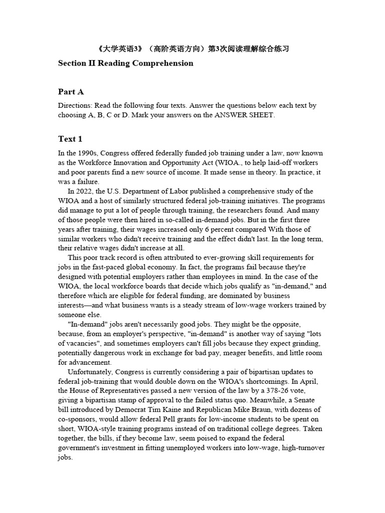 Section Reading Comprehension Part A | PDF | Apple Inc. | Employment