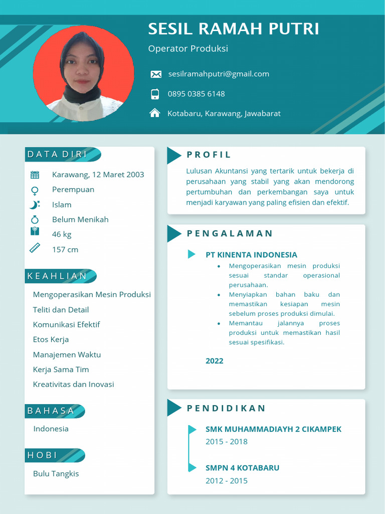 Lamaran Kerja Operator Produksi Sesil | PDF