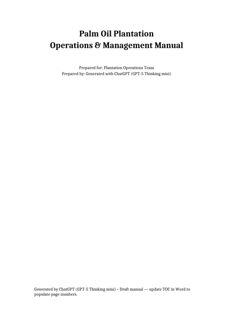 Palm Oil Plantation Operations Manual | PDF | Mulch | Plant Nursery