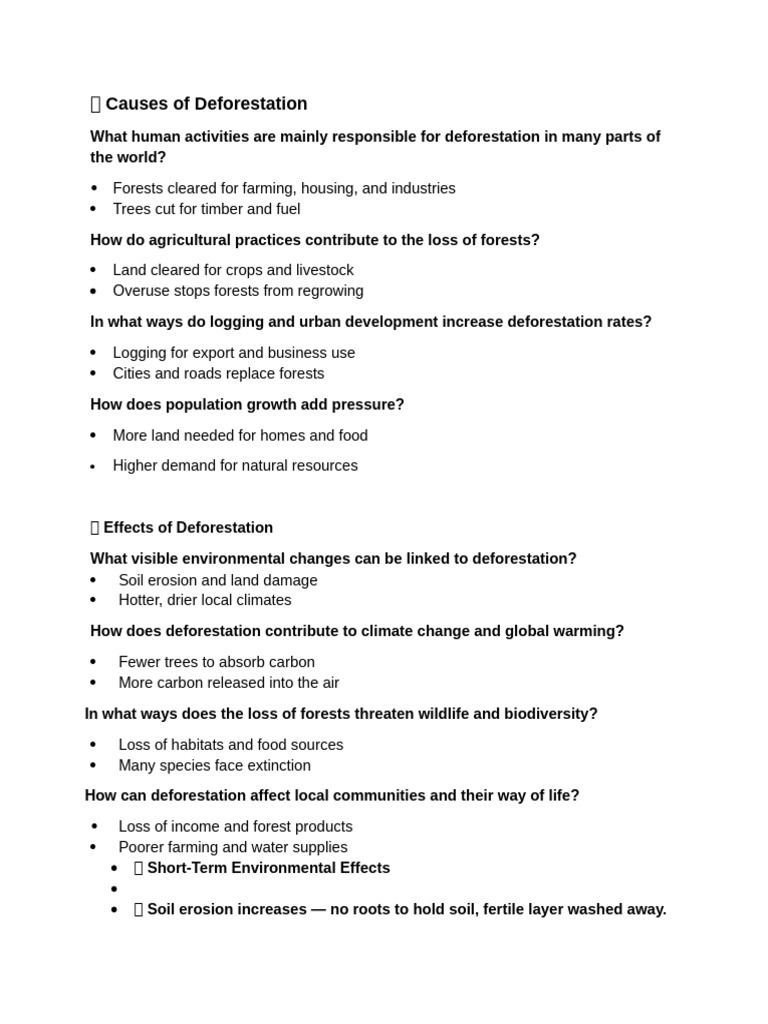 Causes and Effects of Deforestation | PDF