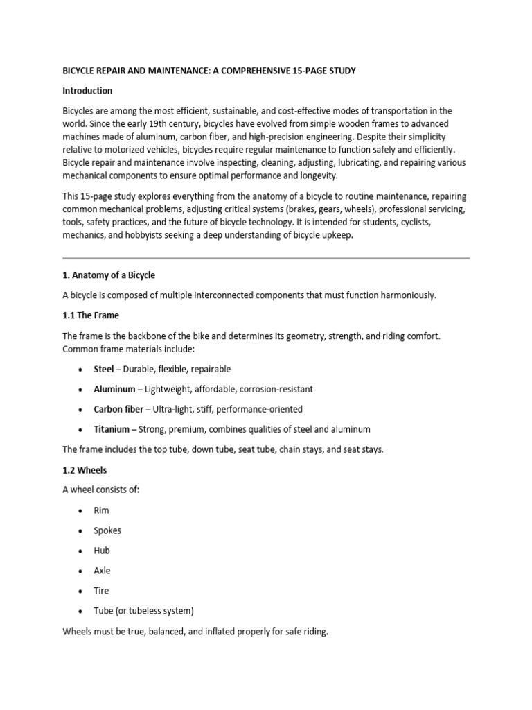 Comprehensive Bicycle Repair Guide | PDF | Vehicles | Vehicle Parts