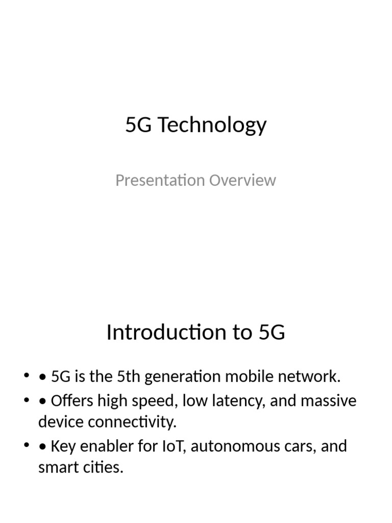 Overview of 5G Technology and Applications | PDF