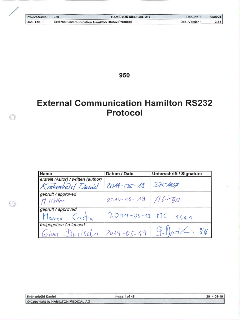 Hamilton RS232 Protocol Documentation | PDF | Ascii | Byte