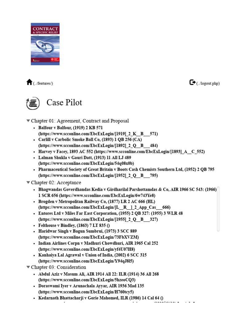 Key Contract Law Cases Overview | PDF