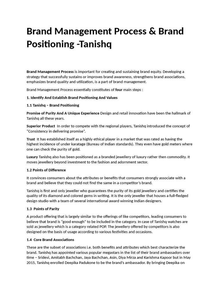 Tanishq Brand Management & Positioning Guide | PDF | Brand | Brand ...