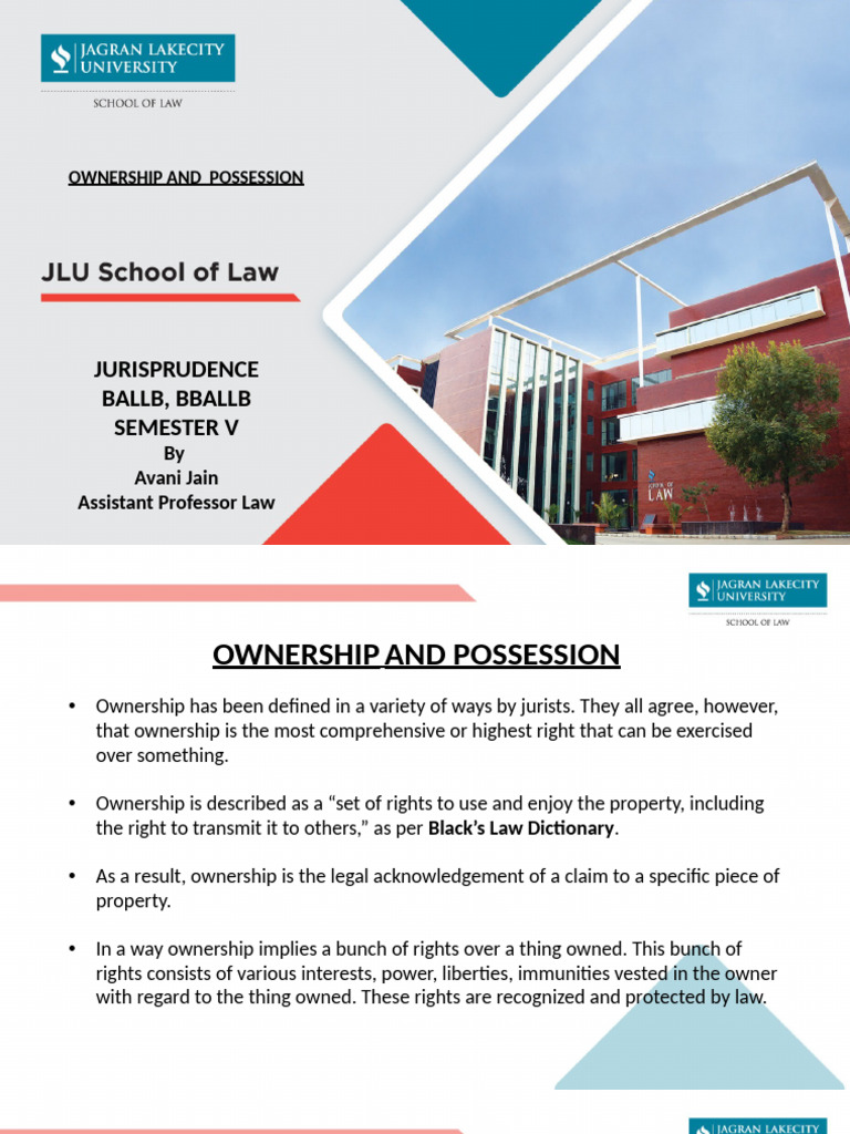 Ownership and Possession | PDF | Possession (Law) | Ownership