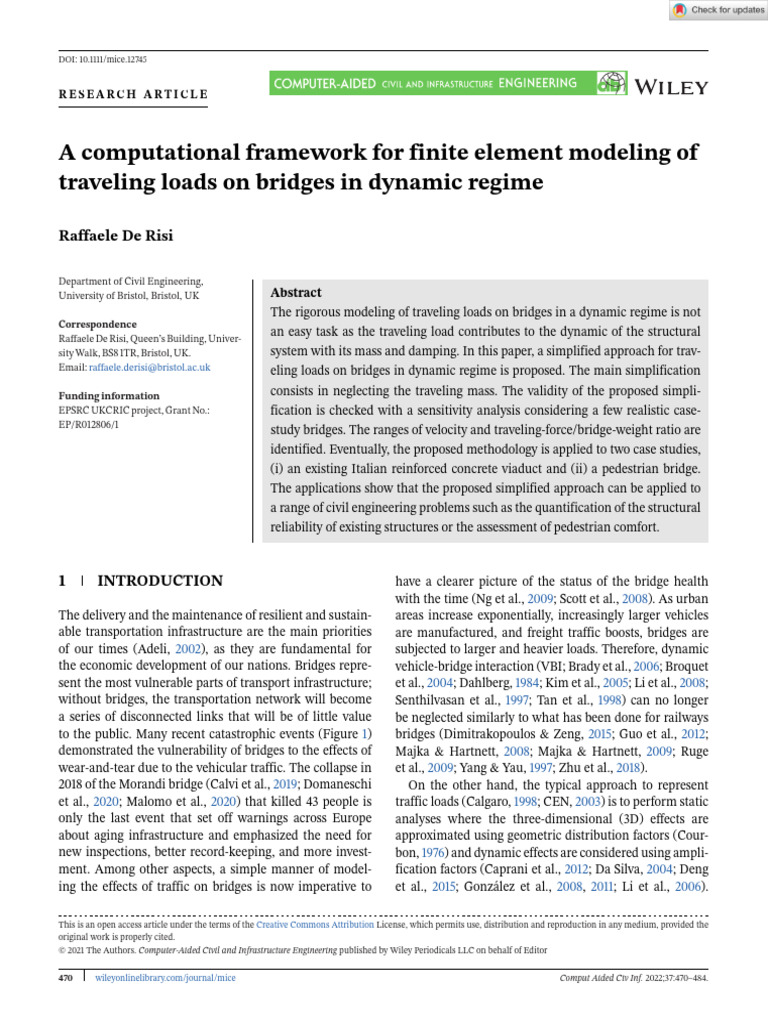 Dynamic Modeling of Bridge Loads | PDF | Bridge | Finite Element Method