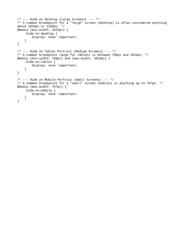 CSS Media Queries for Responsive Design | PDF