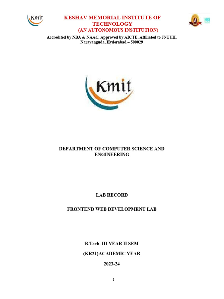 Frontend Web Development Lab Record | PDF | Software Development | Web ...