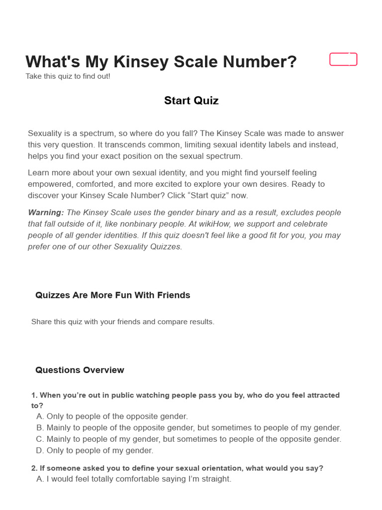 Kinsey Scale Test - Wikihow | PDF | Sexual Orientation | Gender