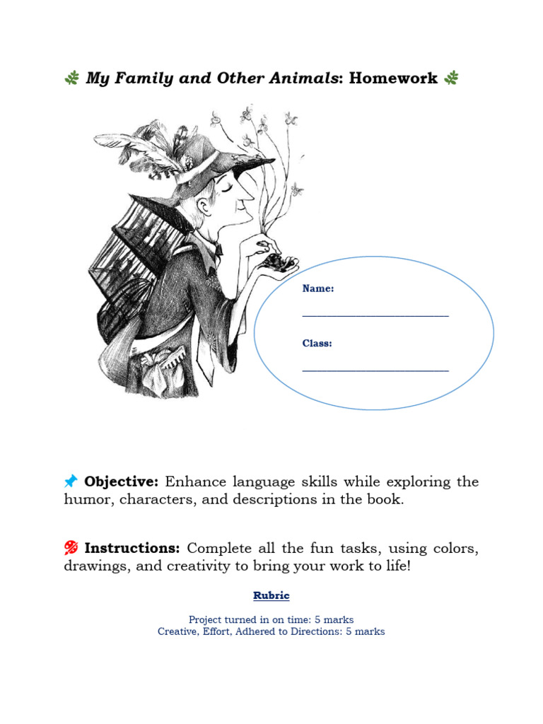 My Family and Other Animals Homework Guide | PDF