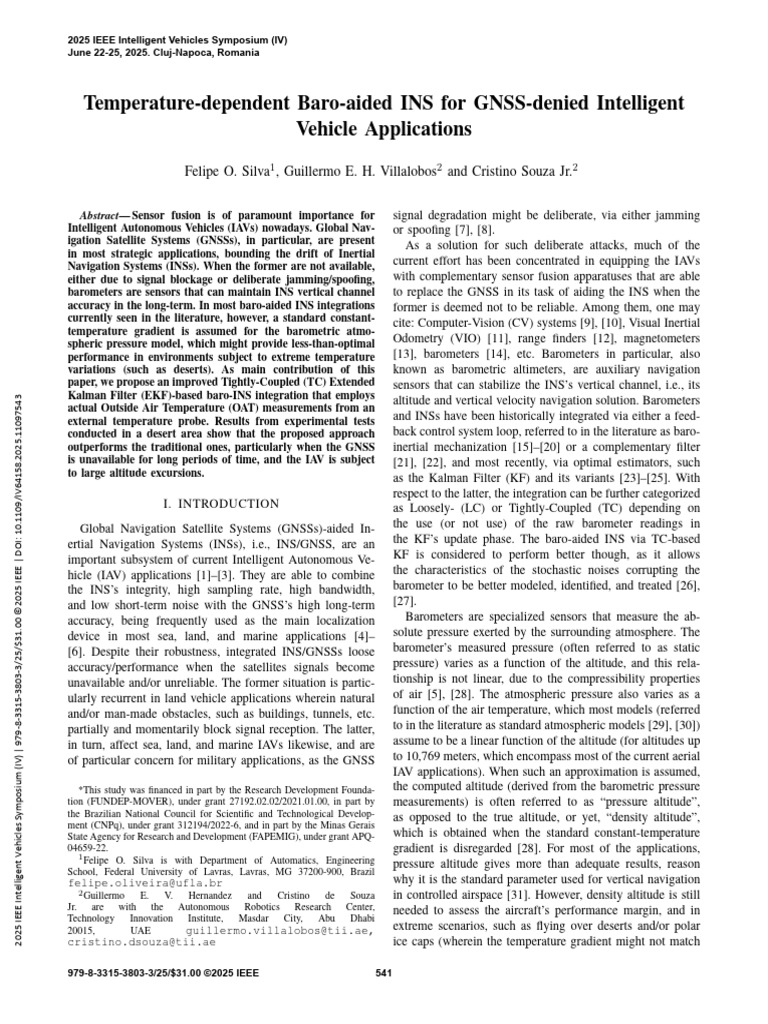 Enhanced Baro-INS for GNSS-Denied Vehicles | PDF | Inertial Navigation ...