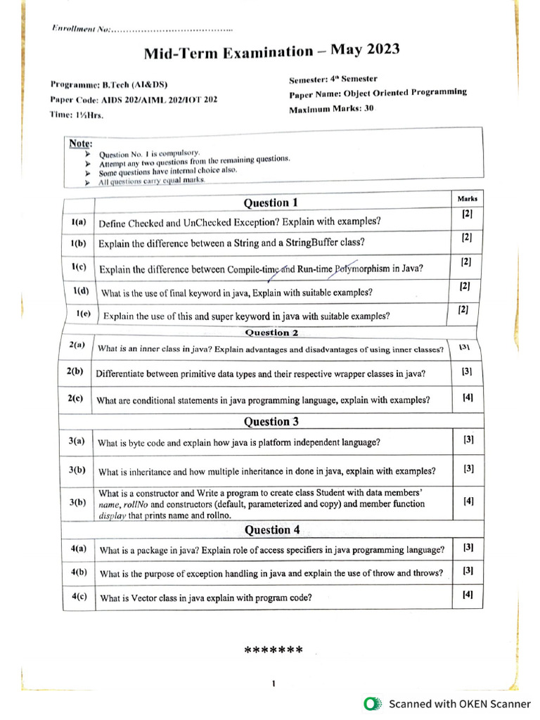 Oops Pyq | PDF