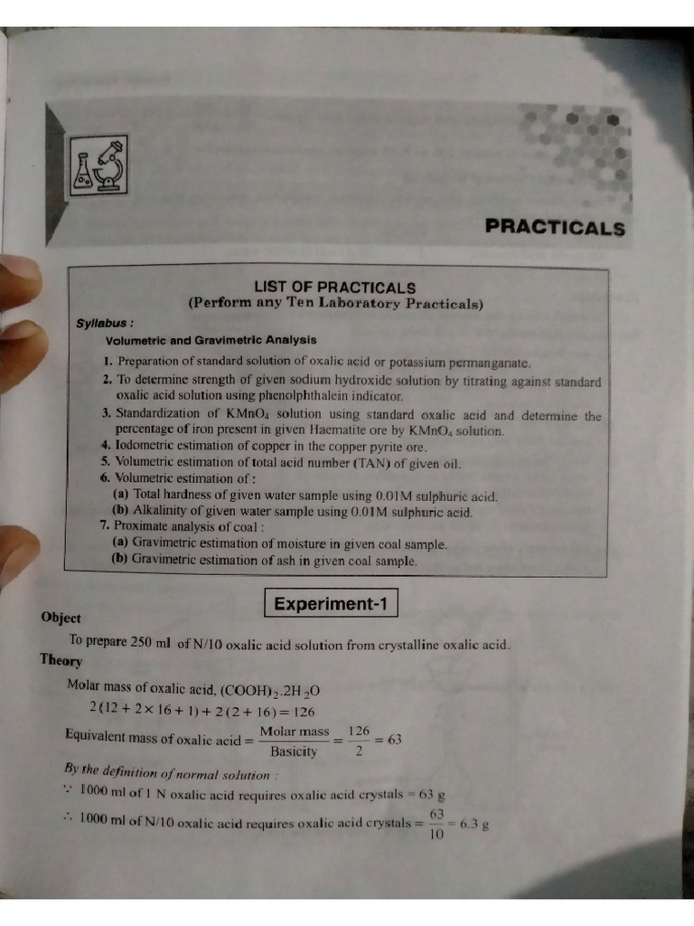 Applied Chemistry - 1 Practicals | PDF