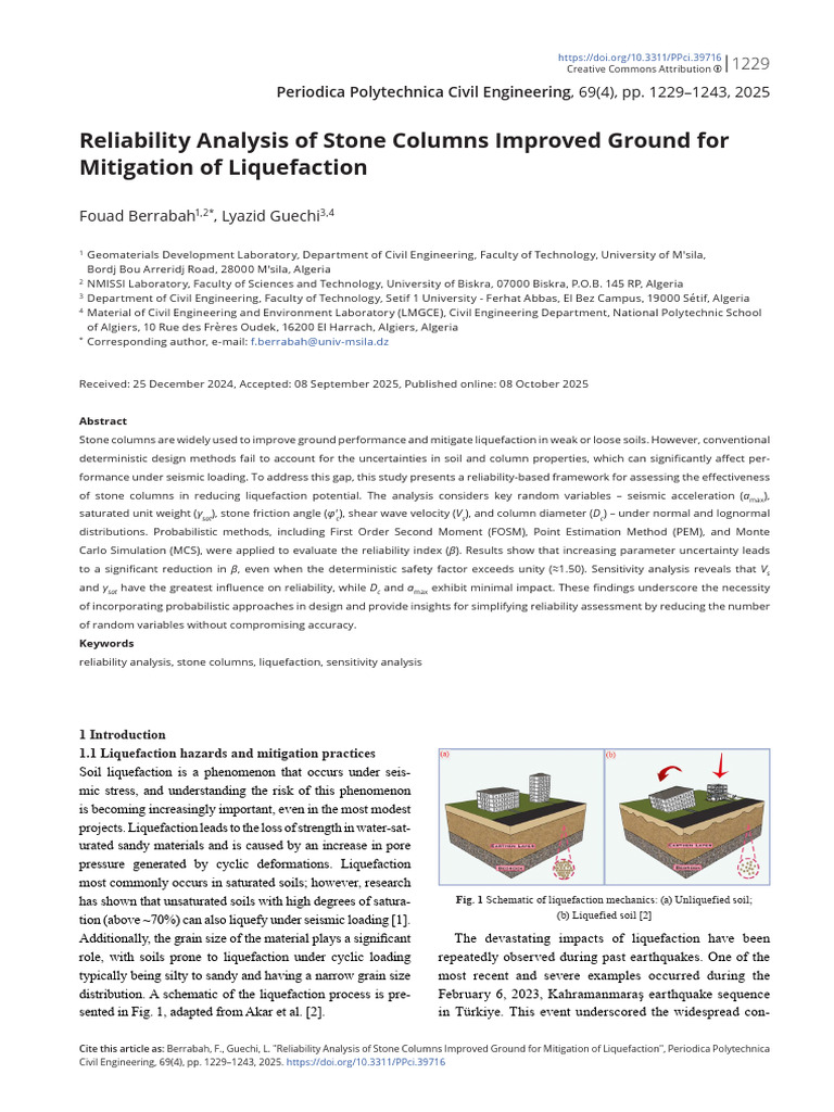 Reliability Analysis of Stone Columns for Liquefaction Mitigation | PDF ...