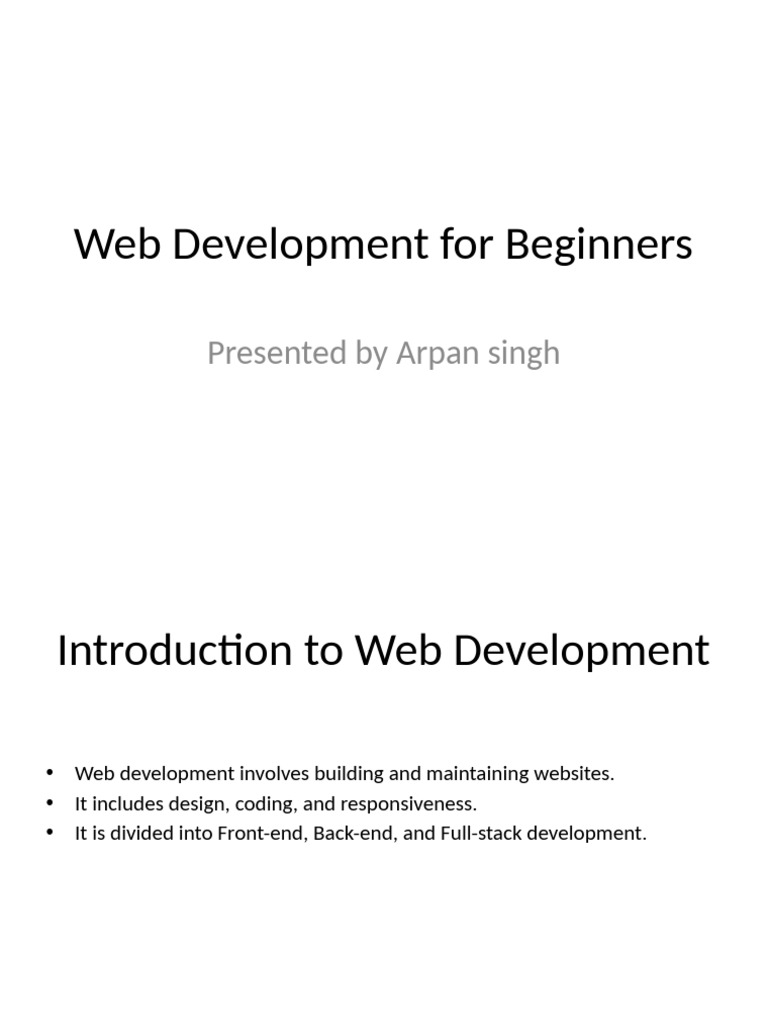 Beginner's Guide to Web Development | PDF
