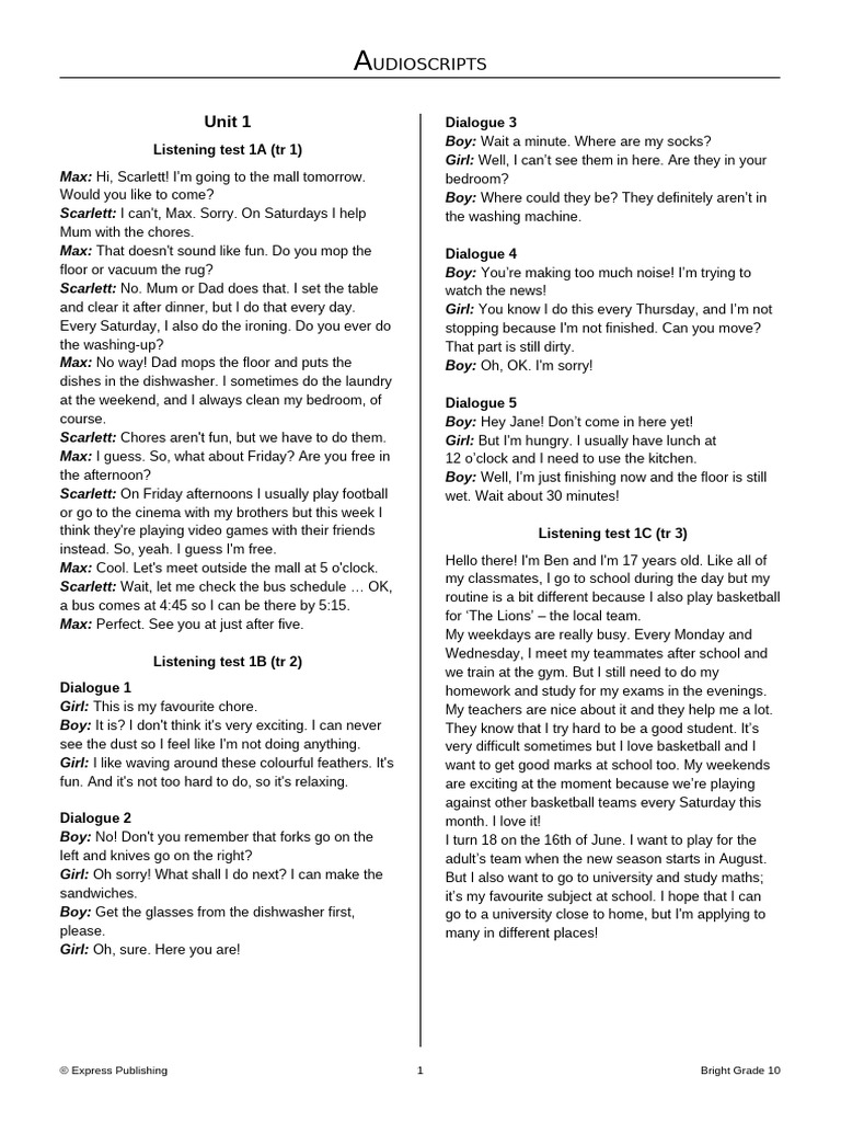 Listening Test Audioscripts for Students | PDF