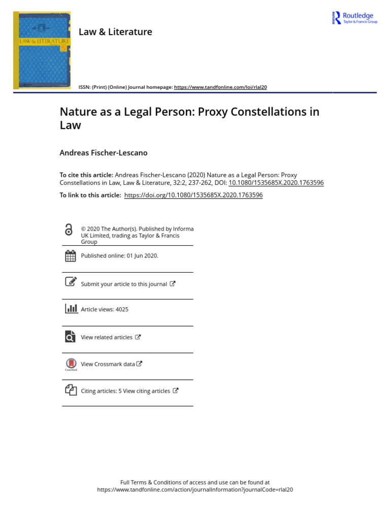 Legal Personhood for Nature Explained | PDF | Rights | Free Will