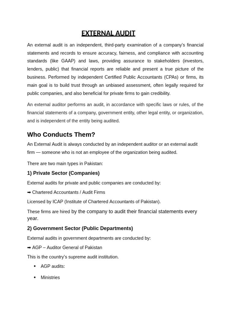 Understanding External Audits in Pakistan | PDF | Audit | Business