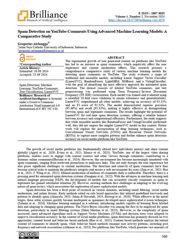 YouTube Spam Detection with Machine Learning | PDF | Email Spam ...