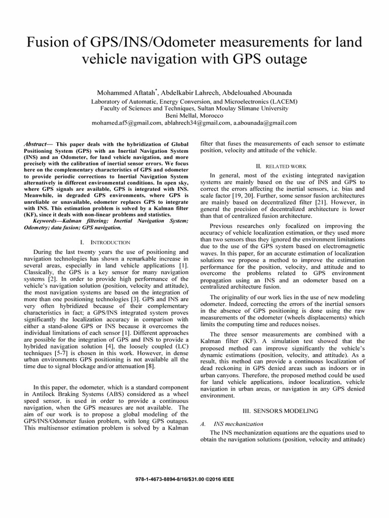 [58]. Fusion of GPS INS Odometer Measurements for Land Vehicle ...