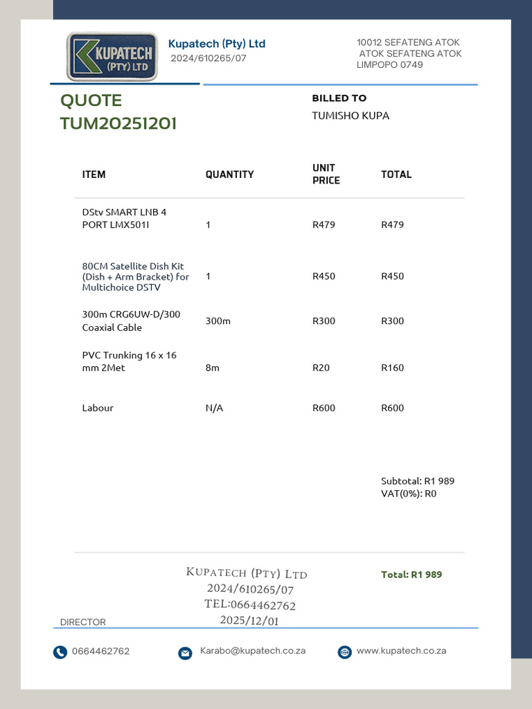 DStv Installation Quote Breakdown | PDF