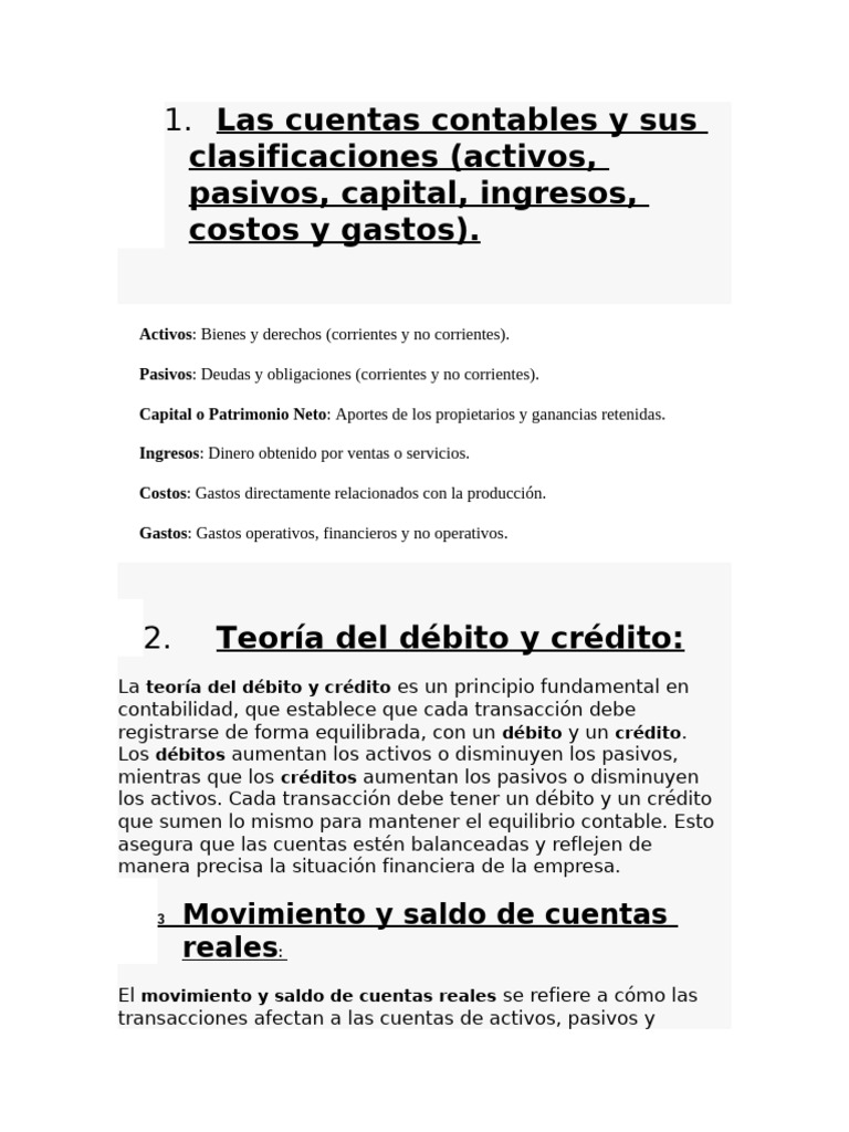 Clasificación de Cuentas Contables y Teoría | PDF