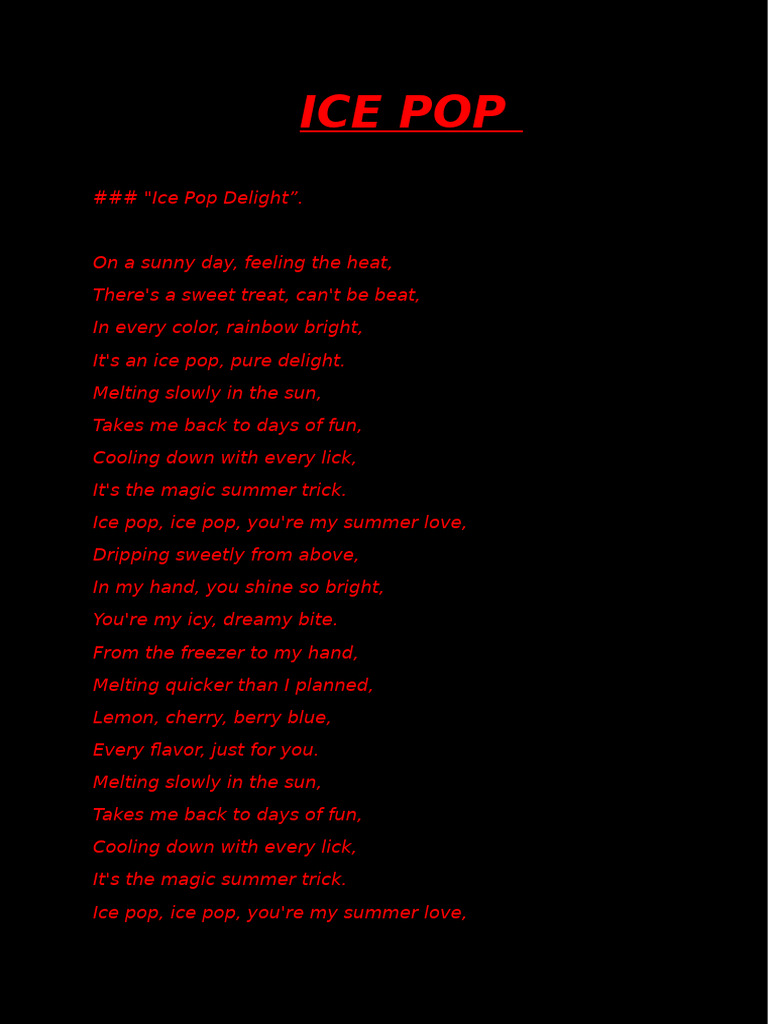 ICE POP Song Script 1 | PDF