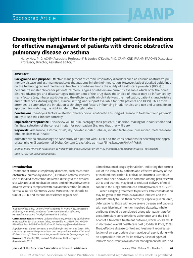 Choosing The Right Inhaler For The Right Patient .14 | PDF | Asthma ...