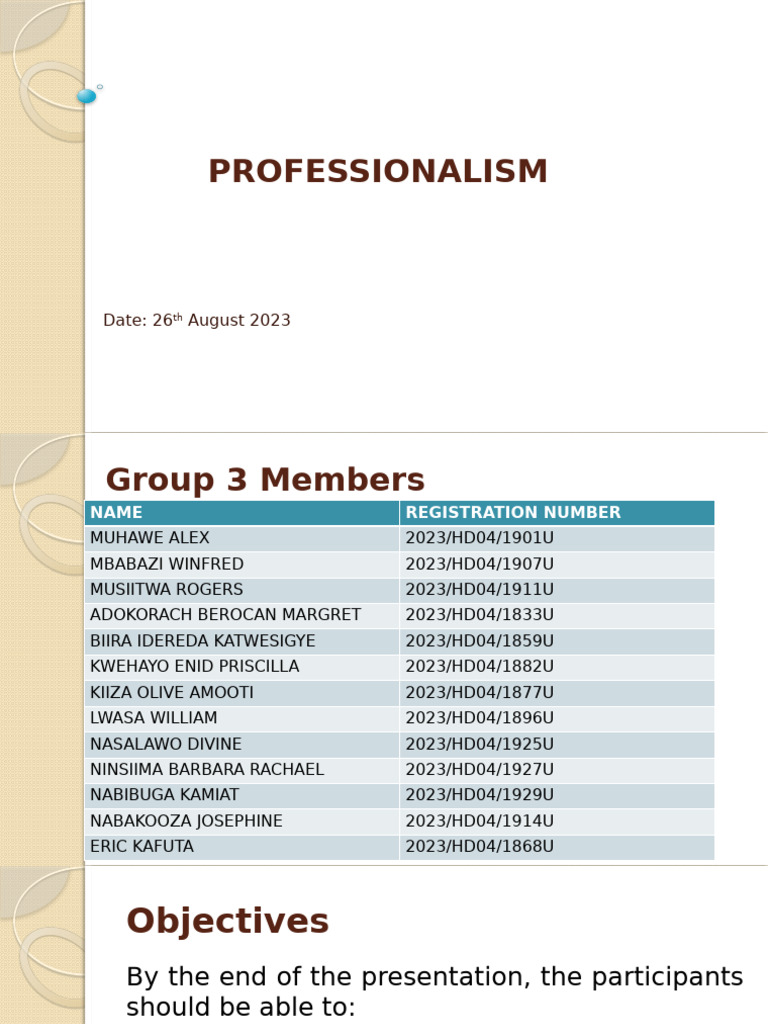 Group 3 Presentation - Professionalism | PDF | Medical Education ...