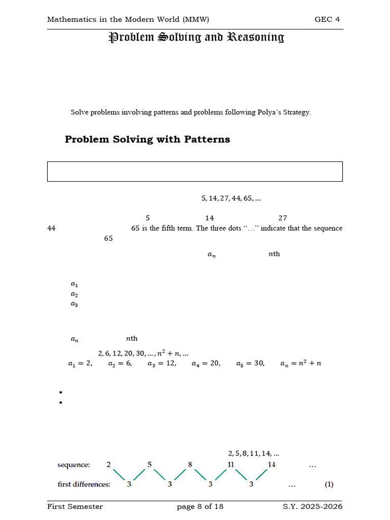 2. Problem-Solving With Patterns | PDF | Sequence | Mathematical Objects
