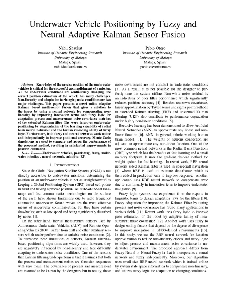Underwater Vehicle Positioning by Fuzzy and Neural Adaptive Kalman ...